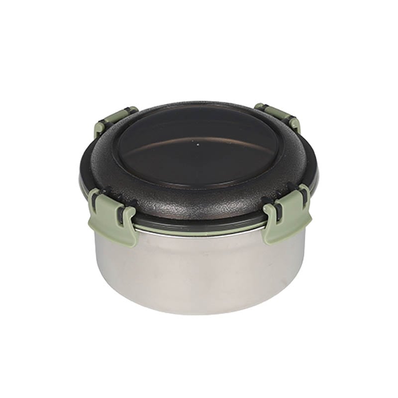 STAINLESS FOOD CONTAINER ROUND L GREEN